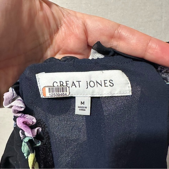 RTR Great Jones Navy Floral Neck Tie Dress - size medium - Picture 8 of 9